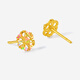 Saturday blessing colorful flower-shaped gold earrings women's gold earrings birthday gift price A0921147 one pair about 1g