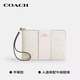 
CoaCH [Direct Supply of Brand] Women's Classic Logo Striped Pattern Corner Zipper Wrist Bag White CW854IMXU5