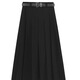 Lugeli skirt women's new pleated suit mid-length skirt high waist a-line skirt covering the crotch high-end elegant slim casual skirt black with belt XL recommended 110-125 Jin Jin equals 0.5 kg