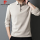 Pierre Cardin long-sleeved T-shirt for young and middle-aged men business casual lapel solid color polo bottoming shirt men's Mi Xing XL