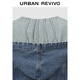 UR2025 Été Nouveau femme en coton lavé vintage Veste en jean court en jean UIU850014 bleu S