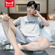 Catman (MiiOW) summer men's pajamas short-sleeved shorts cotton teenagers Korean style student large size home clothing middle-aged suit thin 9922 L men (recommended 100-130 Jin [Jin equals 0.5 kg])