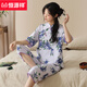 Hengyuanxiang 2025 new summer short-sleeved cropped pants pajamas women's national style home clothes casual and can be worn outside suits National style short-sleeved 9901 YZT cropped pants M Recommended 80-100Jin [Jin equals 0.5 kg]