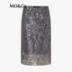 Mo/co. [C+ Series] Юбка 2025 Осенью новые продукты Seiko Sequin Beadered Patching Art MBE3SKT036 Silver Grey S S