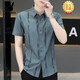 Playboy (PLAYBOY) high-end new 2025 summer men's short-sleeved shirt trendy handsome ice silk inch clothes thin cool shirt 7027 black M 90-110Jin [Jin equals 0.5 kg]
