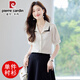Pierre cardin simple temperament short-sleeved shirt for women 2025 summer thin lapel commuter professional suit small casual women's shirt 9902 white shirt single piece S 85-95Jin [Jin equals 0.5 kg]