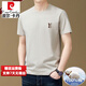 Pierre Cardin Camiseta de manga corta de algodón puro de algodón de alta gama en verano Nuevo color sólido suelto de color sólido redondeo de camiseta media manga de manteos