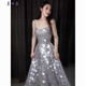 Mei'anjia Starry Sky Sequin Evening Dress Feeling Light Luxury Temperament Annual Meeting Host Engagement Wedding Wedding Toast Clothes Bride Silver Sequin S