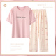 Langsha pure cotton pajamas for women in summer short-sleeved trousers 2025 new sweet and cute student thin 7A antibacterial home clothing 7371 2XL Recommended 140-160Jin [Jin equals 0.5 kg]
