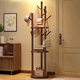 Quanpinwu solid wood rotating clothes rack floor-standing vertical coat rack clothes rack bedroom special clothes drying advanced storage walnut 2