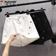 Woodpecker (Tucano) 2025 pantalon et jupes minces d'été pour les femmes Version européenne décontractée lâche denim polyvalent les jupes courtes hautes hautes taille largeur A-line aire blanche tendance e 9207 m 100jin [Jin équivaut à 0,5 kg] -110jin [Jin est égal à 0,5 kg]