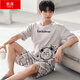 
Shangqi Modal pajamas men's summer short-sleeved large-size new ice silk home clothing set for summer can be worn outside Y9720 L