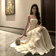 
Ershan Ji French evening dress female celebrity temperament banquet white niche suspender fishtail dress adult gift birthday robe apricot color suspender fishtail dress M