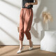 Tachimis Touch Miss High-End Korean Casual Hosen für Frauen Sommer dünne Essigsäure-Satin-Schlampen mit breitem Bein für Frauen Karamellfarbe L.