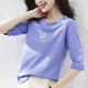 Yiruocai 7-Viertel-Hülsen-Frauen-T-Shirt mit großer T-Shirt für Frauen mit reinen Baumwoll-Baumwolle für Frauen lose koreanische Kurzärmer-T-Shirt 20 High-End-Design 1DS057 Blue Purple + W9793 Ice Blue One Size M.