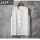 Jeep Spirit Sommer dünne ärmellose Weste für Männer losen Retro -Stil Baumwollwäsche Weste Mana Jacke Chinesische Stil Leinenweste hellgrau Hohlstil - Version 5xl 175-190jin [Jin entspricht 0,5 kg]