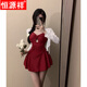 HENGYUANXIANG MAISONSUSUIRS JUPTE FEMME STYLE COUVERTURE CONSERVATEUR CONVERATIVE COUVERTURE POUR VOUS AVEC Look Slim Coréen Version coréenne Shirt Super Fairy 2025 SENS SENS STRIPT HOT Spring Red 3051-Swimsuit + A1 Shirt S [Suggestion 80-90jin [Jin est égal à 0,5 kg]]