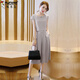 Woodpecker (TUCANO) 2025 spring and summer short-sleeved two-piece set Korean casual slim and versatile chiffon women's wide-leg pants T-shirt shorts gray M
