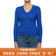 Polo Ralph Lauren拉夫劳伦女士毛衣纯色粗绞花V领针织毛衣女士送女友男友 宝蓝色 M