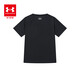 Under Armor children's clothing, children's short-sleeved round neck top, summer style for boys and girls, knitted moisture-absorbent outdoor sports quick-drying T-shirt, black 140, the size is small, please take one size larger as normal