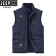 JEEP SPIRIT吉普男士马甲春秋季新款户外工装马夹休闲大码运动中年背心外套 677黑色 3XL (156-170)