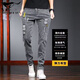 Sieben Wolf Stretch Jeans Herren Sommer dünne schlanke Füße Hosen 2025 Neue koreanische Mode -Fashion Casual Long Hosen Männer 6636 Grau 33