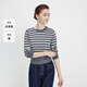 
Navigare Italian small sailboat striped cardigan ladies 2025 autumn new skin-friendly sweater warm sweater Zhigeng blush white S
