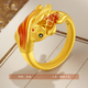 Hanxiu Gold Fenghua Koi Ring Women's Pure Gold New Style Gold Ring Goldfish Jewelry Gift for Wife No. 11 (gold weighs about 2.31 grams)