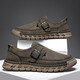 Doudou Men's Shoes 2025 Summer Nuevos zapatos de cuero de cuero de cuero genuino para hombres Huecos Huecos transpirables delgados zapatos de trabajo al aire libre Caki [Cuero de microfibra A679] 40