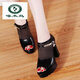 Woodpecker 2024 spring and summer fashion mesh shoes for women waterproof platform thick sole high heel thick heel fish-mouth single shoes Roman mesh sandals black 35