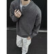 An Chuxia Gray American Henley Collar Knitted Sweater Men's Long Sleeve Lazy Style Cleanfit Bottoming Sweater Jacket Light Gray XL
