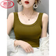 Langsha Modal Ice Silk Small Suspender Gite pour les femmes avec un ajustement de printemps et d'automne Slim à l'extérieur, le dessus de base de base sans manches en filetage rouge, Brown Dark Brown + Black XL adapté à 110-120jin [Jin est égal à 0,5 kg]