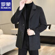 ROMON double-sided woolen coat for men 2025 spring and autumn high-end mid-length woolen windbreaker trendy brand handsome woolen coat 24001 Gray M 170 Recommended 90-110Jin Jin is equal to 0.5 kg