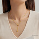 Lukfook Jewelry 18K gold Chopard chain simple love pendant Y chain colored gold plain chain necklace G09J0004DS total weight 3.57 grams rose color widened version