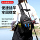Zhizhou Luya bag multifunctional diagonal waist bag for river fishing, single shoulder fishing gear bag, waterproof and convenient fishing rod bag storage bag, black and gray-canvas scratch-resistant, free rod strap