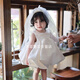 Goofloron einjähriges Kleid Baby Griffe wöchentliche Kleidung Baby Prinzessin Rock Geburtstagskleid Sommer Neues High-End-Kleid weißer Weste Rock Q190 Weste Rock drei Knöpfe 80 cm