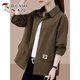 
Woodpecker brand women's retro long-sleeved shirt cardigan work jacket fashionable casual jacket autumn black L