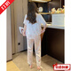 ZUQT PEACH PAJAMAS PARA MUJER SUMER SUMMER Silky Smooth Internet Celebridades de manga corta Sweet Home Suit Set Wholesale YFY9905# [Pantalones de manga corta] M [sugerido 80-100Jin [Jin equivale a 0.5 kg]]