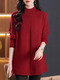 QIAFAN large size women's half turtleneck sweater thickened autumn and winter mid-length high-end temperament age-reducing knitted base shirt inner wear Purple M
