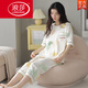 浪莎（LangSha）2025年新款睡衣女夏季纯棉短袖七分裤薄款休闲可外穿家居服舒适 9859【短-袖短-裤】 M 【建议80-100斤穿】
