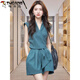 Woodpecker (TUCANO) cotton niche vest shorts goddess suit 2025 summer new style dignified fashion age-reducing two-piece set 5247 blue L [Suggested 105-115Jin [Jin equals 0.5 kg]]