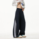 Poke American deconstructed side striped scimitar sweatpants men's spring and autumn large size sports pants loose spliced straight wide-leg pants navy blue M recommended 95-110Jin Jin equals 0.5 kg
