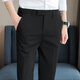 Jesons summer pants men's casual pants straight drooping pinnacle suit pants slim foot business casual pants trousers K723 black (crop pants) 32