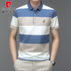 Pierre cardin men's summer new short-sleeved men's T-shirt striped casual lapel large size men's POLO shirt business casual 3523 Yushui Blue M 170
