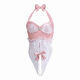 Manyan sexy Dessous sexy Spitzen Perspektive Hals Tiefes VIEL Französischer Jumpsuit Uniformes Set 9853 Pink [einteiliger einteiliger Jumpsuit] Einzelgröße