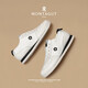 MONTAGUT (MONTAGUT) casual shoes, white shoes for men 2025 summer new sports trendy shoes, leather breathable canvas shoes for men, white-cowhide fabric breathable (sports size) 41
