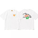 Lee Kids Japaner Retro Bambus Joint Cotton Round Hals Lose T-Shirt Cartoon Tierdruck Kurzarm 3886 Weiß S
