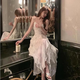 FOX.G skirt new suspender dress women summer 2025 new clothes women's small French pure desire long skirt ink floral ruffle dress L recommended 110-120Jin Jin equals 0.5 kg
