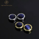 
T/Twenties simple punch-free cufflinks men's suit shirt button French men's suit shirt cuffs decorative buttons women's sleeve nails KT001_Deep sea blue cat eye stone/silver border-1