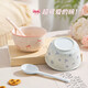 New underglaze color ceramic bowl and tableware set girly ins style ceramic bowl and spoon piglet two bowls two spoons